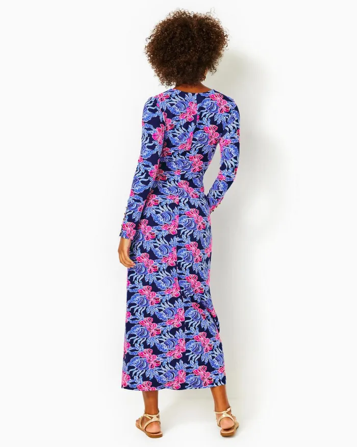 Lilly Pulitzer Bryson Maxi Dress Low Tide Navy Its Ofishell Women Fitted Dresses