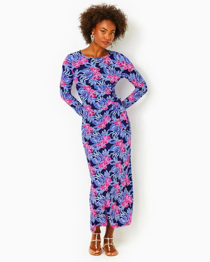 Lilly Pulitzer Bryson Maxi Dress Low Tide Navy Its Ofishell Women Fitted Dresses