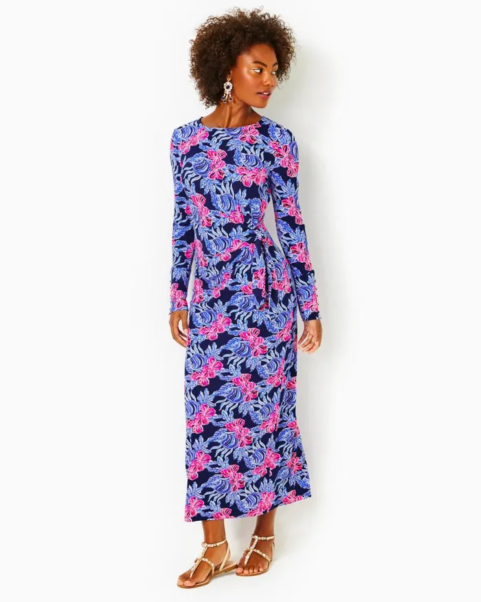 Lilly Pulitzer Bryson Maxi Dress Low Tide Navy Its Ofishell Women Fitted Dresses