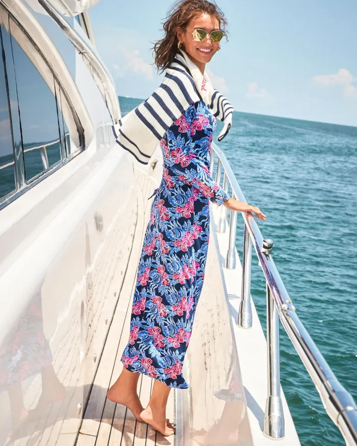 Lilly Pulitzer Bryson Maxi Dress Low Tide Navy Its Ofishell Women Fitted Dresses
