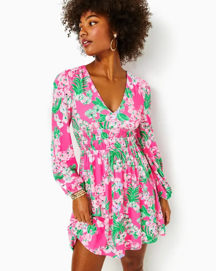 Lilly Pulitzer Calla Long Sleeve VNeck Dress Roxie Pink Worth A Look Women Fit and Flare Dresses Lilly Pulitzer Calla Long Sleeve VNeck Dress Roxie Pink Worth A Look Women Fit and Flare Dresses