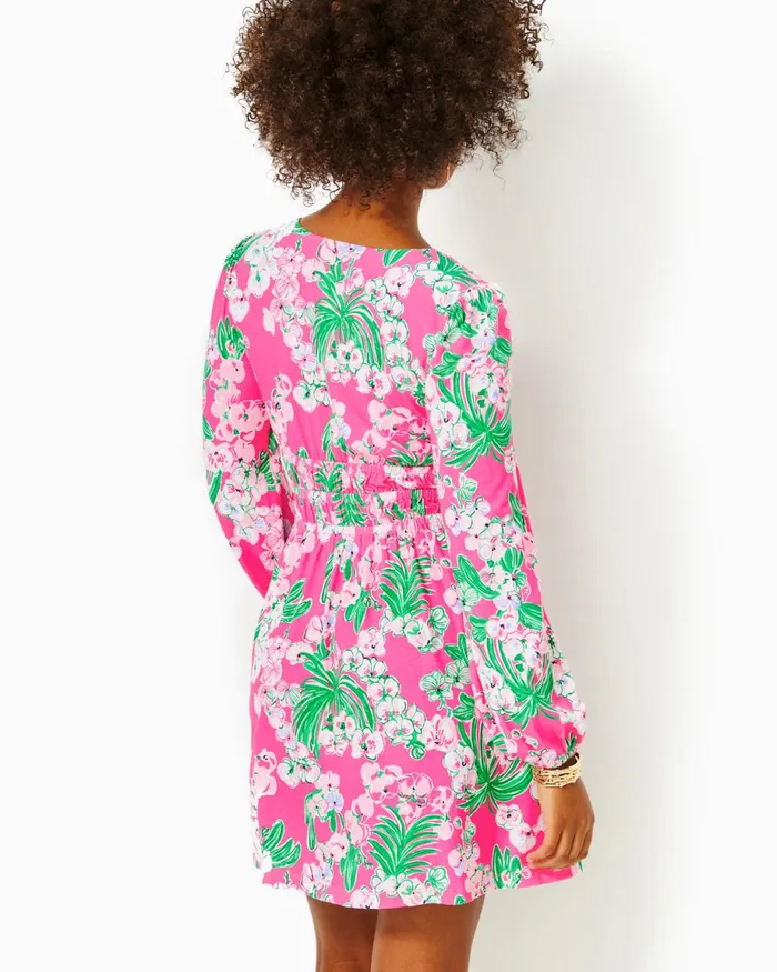 Lilly Pulitzer Calla Long Sleeve VNeck Dress Roxie Pink Worth A Look Women Fit and Flare Dresses