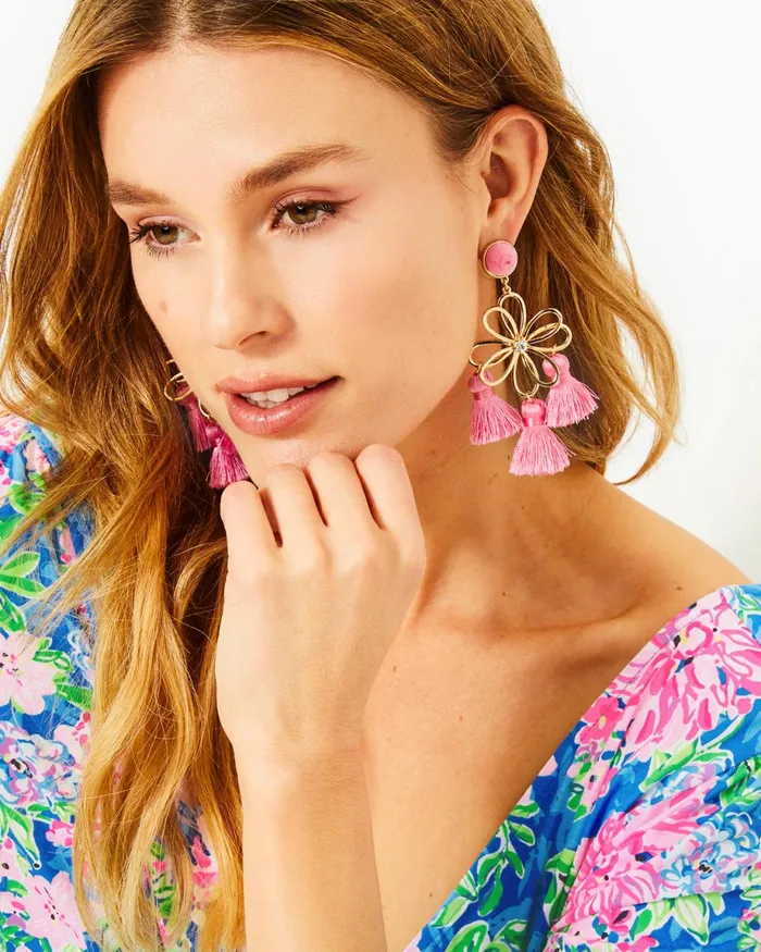 Lilly Pulitzer Come On Clover Earrings Conch Shell Pink Women Jewelry