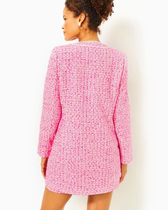 Lilly Pulitzer Dashielle Tweed Jacket Pink Palms Fantasy Tweed Women Tops
