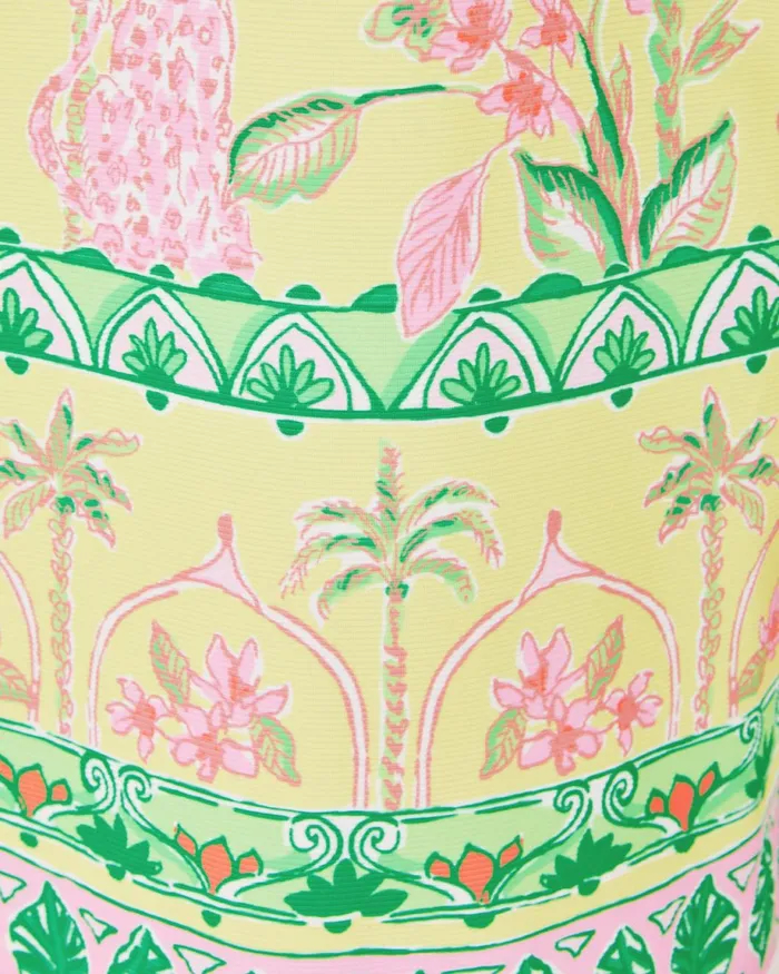 Lilly Pulitzer Del Rey Stretch Shift Dress Finch Yellow Tropical Oasis Engineered Knit Dress Women Shift Dresses