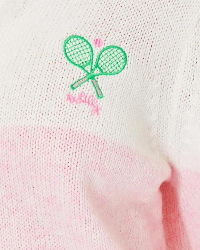 Lilly Pulitzer Dorset Collared Sweater Pastel Confetti Pink On The Court Colorblock Women Tops