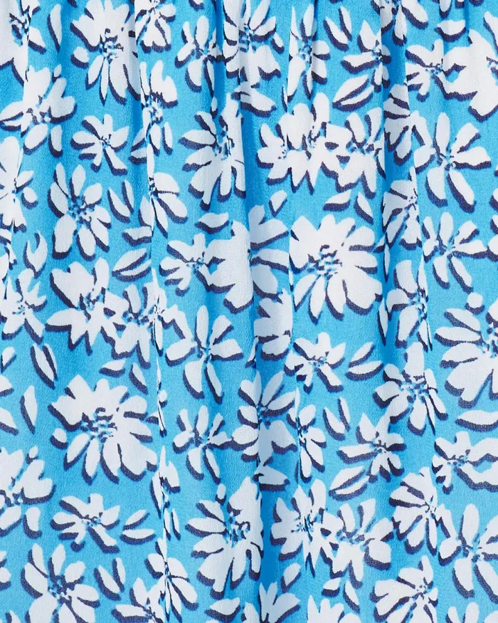 Lilly Pulitzer Ellielynn Long Sleeve Dress Lunar Blue Palm Beach Petals Women ALineEasy Dresses