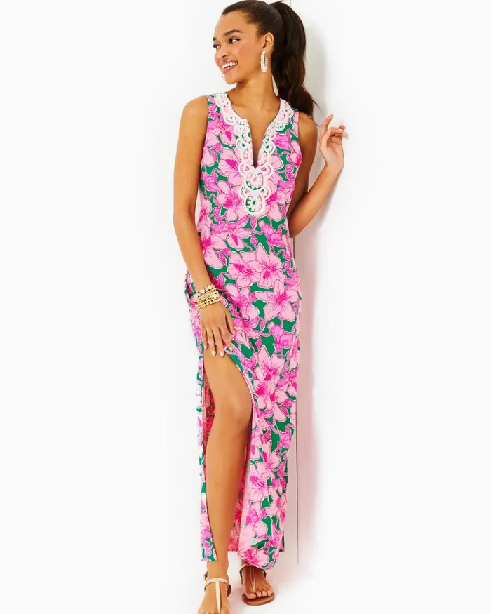 Lilly Pulitzer Elliotta Maxi Shift Dress Kelly Green Hibis Kiss Women ALineEasy Dresses Lilly Pulitzer Elliotta Maxi Shift Dress Kelly Green Hibis Kiss Women ALineEasy Dresses