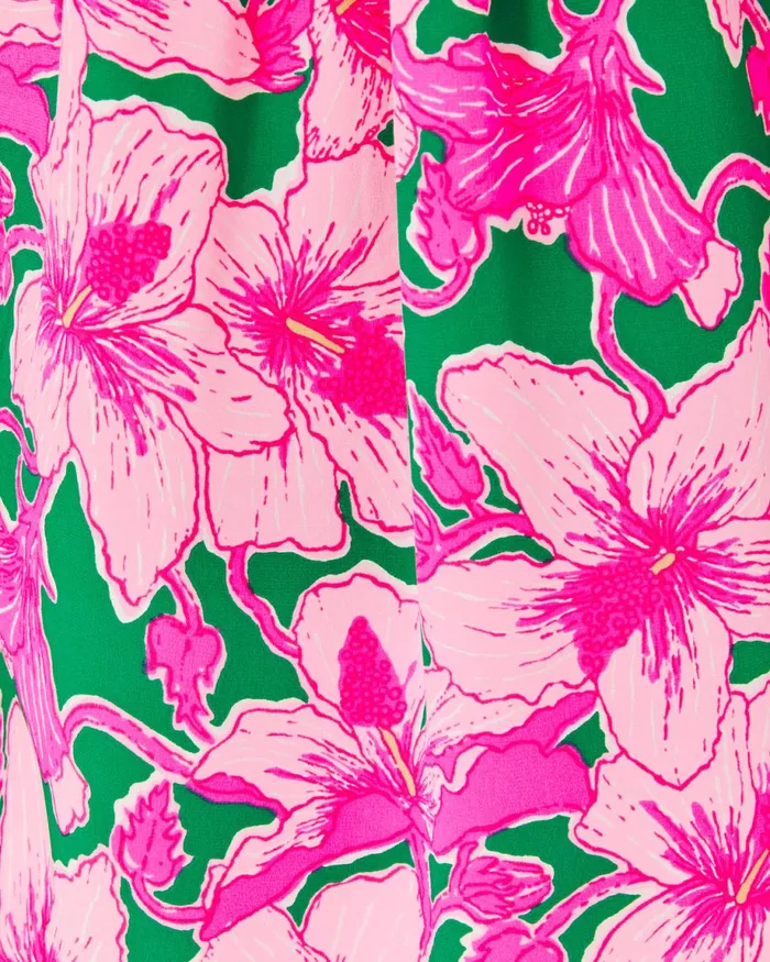 Lilly Pulitzer Elsa Silk Top Kelly Green Hibis Kiss Women Tops