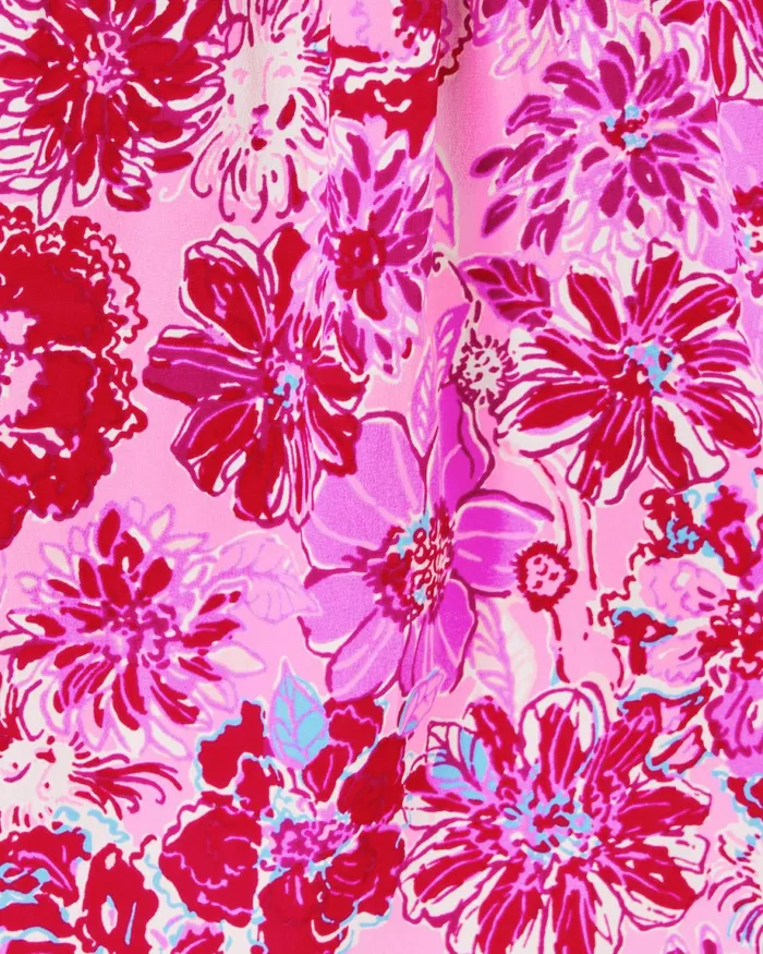 Lilly Pulitzer Elsa Silk Top Lilac Thistle In The Wild Flowers Women Tops
