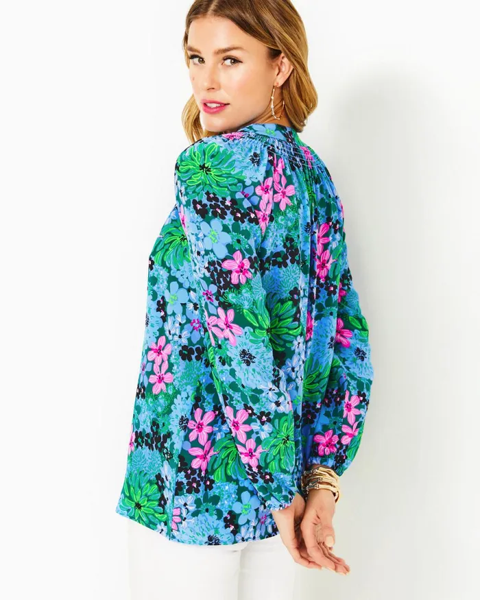 Lilly Pulitzer Elsa Silk Top Multi Soiree All Day Women Tops