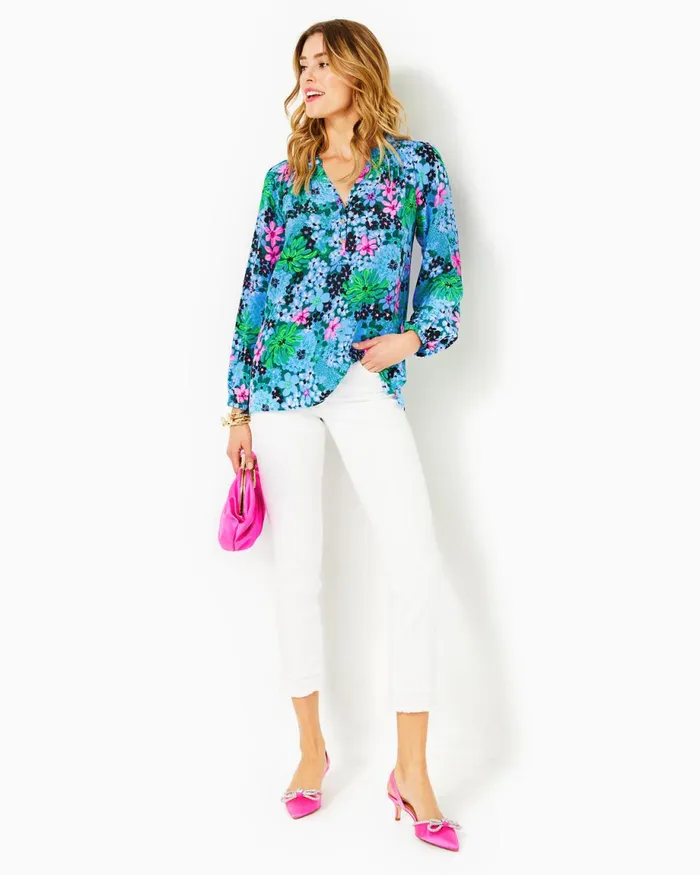 Lilly Pulitzer Elsa Silk Top Multi Soiree All Day Women Tops
