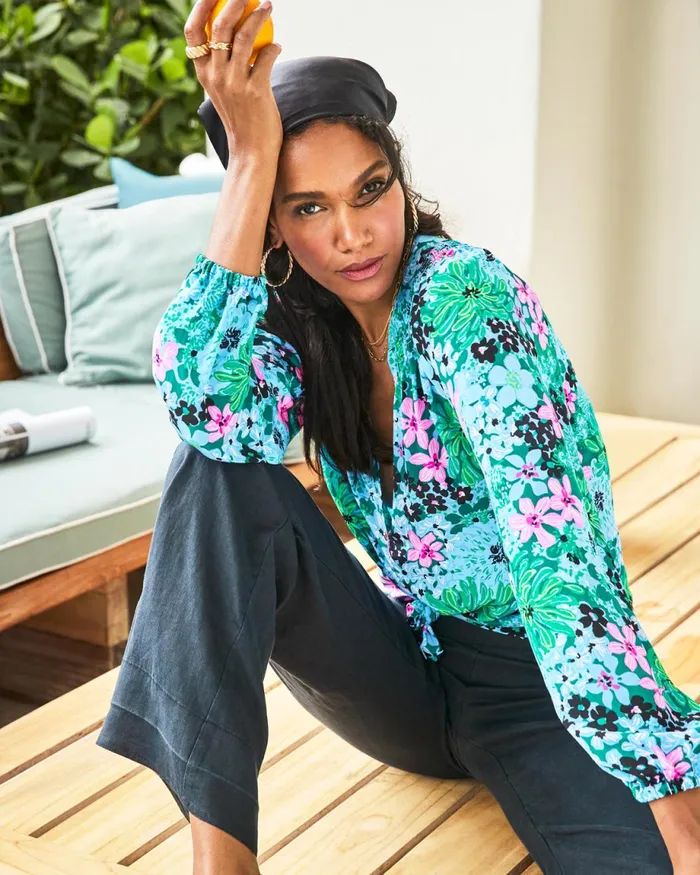 Lilly Pulitzer Elsa Silk Top Multi Soiree All Day Women Tops