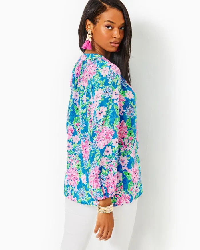 Lilly Pulitzer Elsa Silk Top Multi Spring In Your Step Women Tops