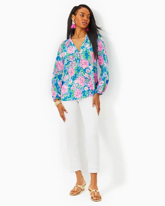 Lilly Pulitzer Elsa Silk Top Multi Spring In Your Step Women Tops