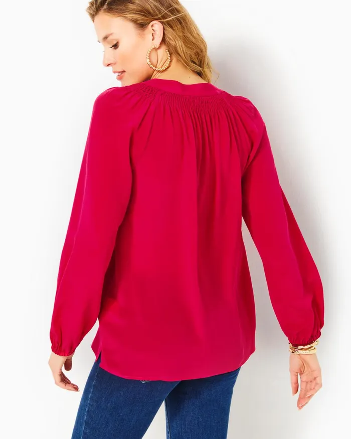 Lilly Pulitzer Elsa Silk Top Poinsettia Red Women Tops