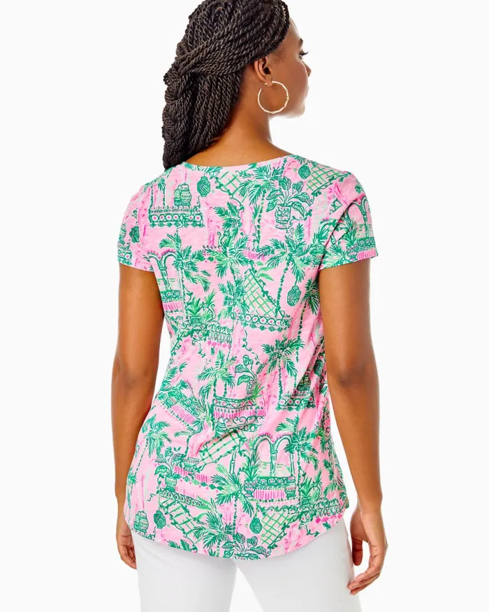 Lilly Pulitzer Etta VNeck Cotton Top Mandevilla Baby Always Worth It Women Tops