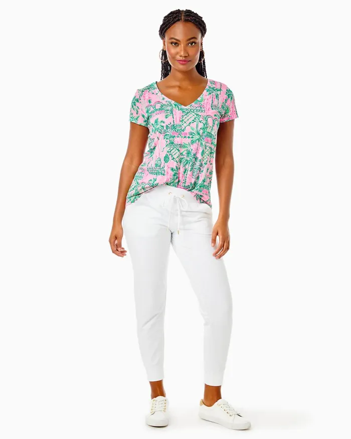 Lilly Pulitzer Etta VNeck Cotton Top Mandevilla Baby Always Worth It Women Tops