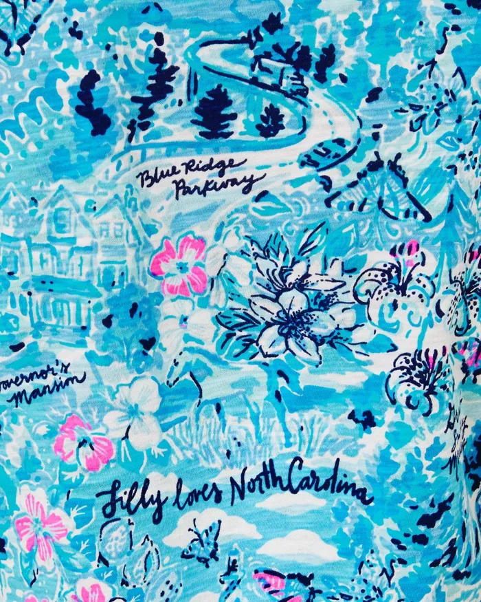Lilly Pulitzer Etta VNeck Top Blue Peri Lilly Loves North Carolina Women Tops
