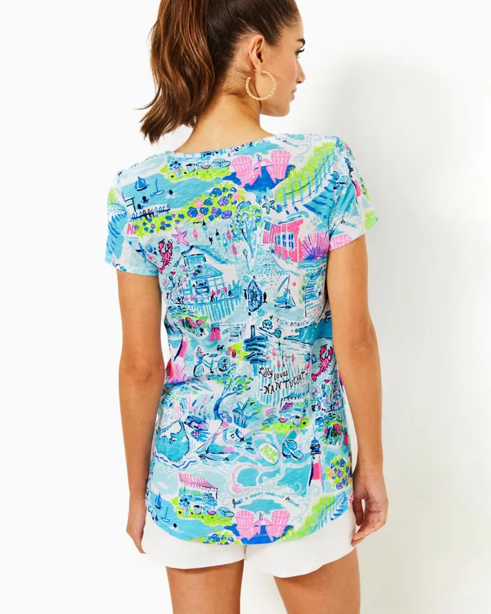 Lilly Pulitzer Etta VNeck Top Whisper Blue Lilly Loves Nantucket Women Tops