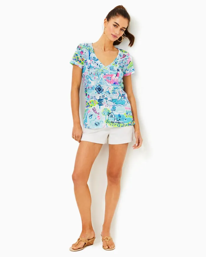 Lilly Pulitzer Etta VNeck Top Whisper Blue Lilly Loves Nantucket Women Tops