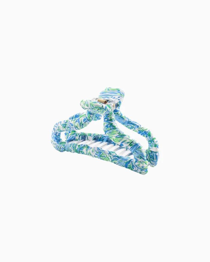 Lilly Pulitzer Fabric Wrapped Claw Clip Hydra Blue Dandy Lions Women Hats and Hair