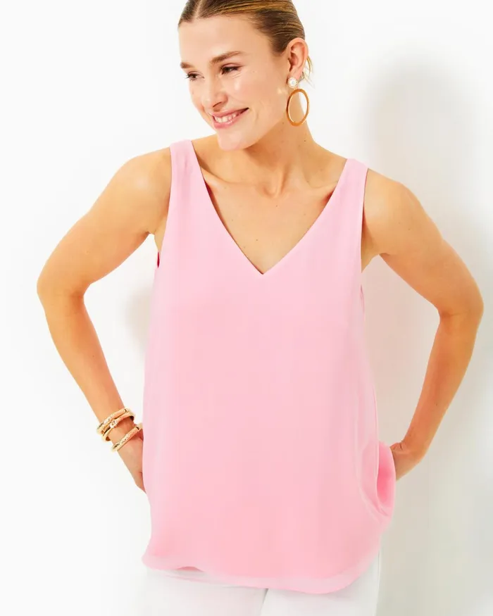 Lilly Pulitzer Florin Straight Hem Top Roxie Pink Women Tops