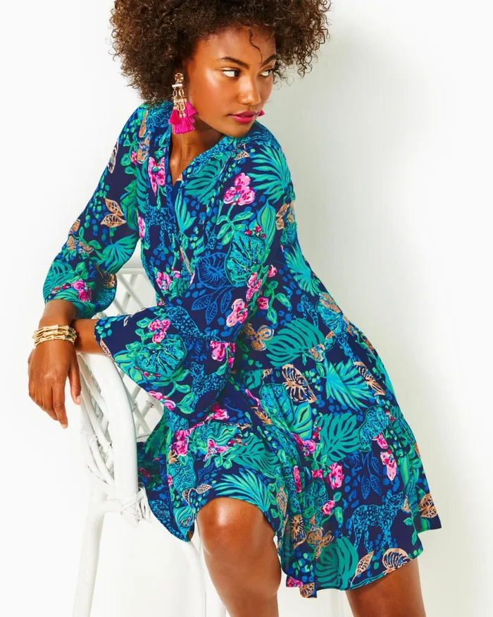 Lilly Pulitzer Gabriel Dress Low Tide Navy Life Of The Party Women Swing Dresses