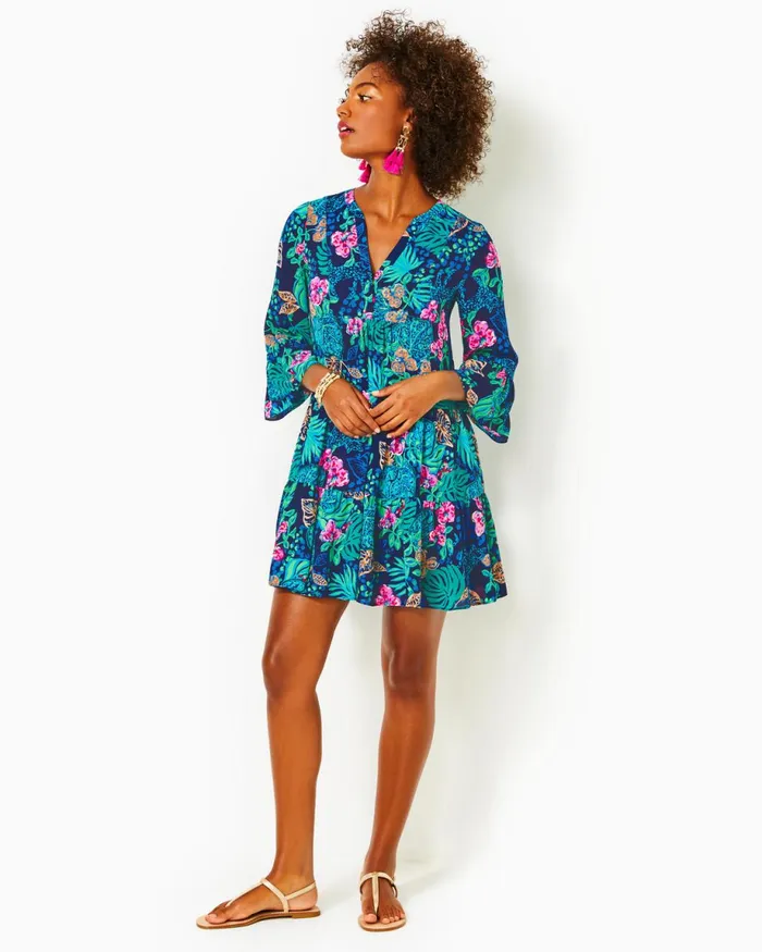 Lilly Pulitzer Gabriel Dress Low Tide Navy Life Of The Party Women Swing Dresses