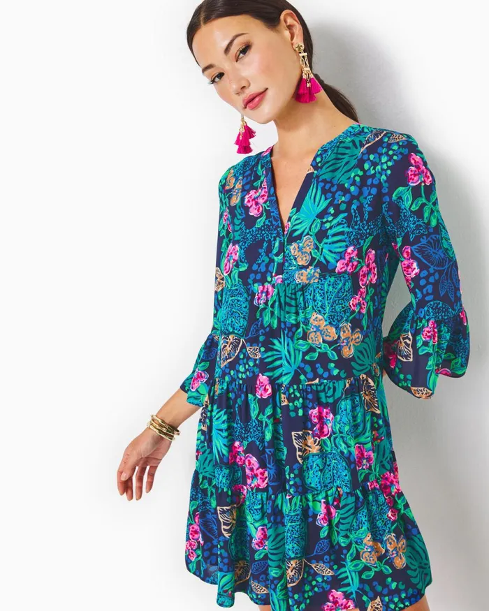Lilly Pulitzer Gabriel Dress Low Tide Navy Life Of The Party Women Swing Dresses