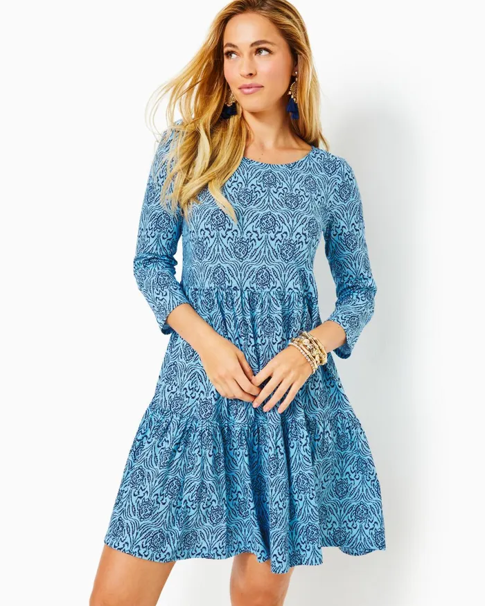Lilly Pulitzer Geanna Cotton Swing Dress Bon Bon Blue Go Your Own Wave Women Swing Dresses Lilly Pulitzer Geanna Cotton Swing Dress Bon Bon Blue Go Your Own Wave Women Swing Dresses