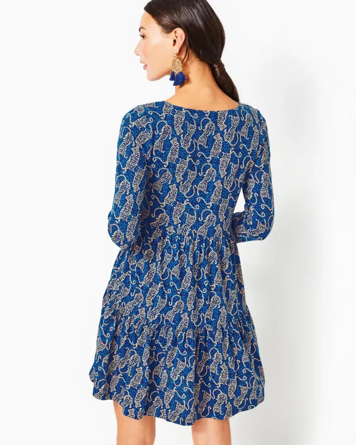 Lilly Pulitzer Geanna Cotton Swing Dress Low Tide Navy Easy To Spot Women Swing Dresses