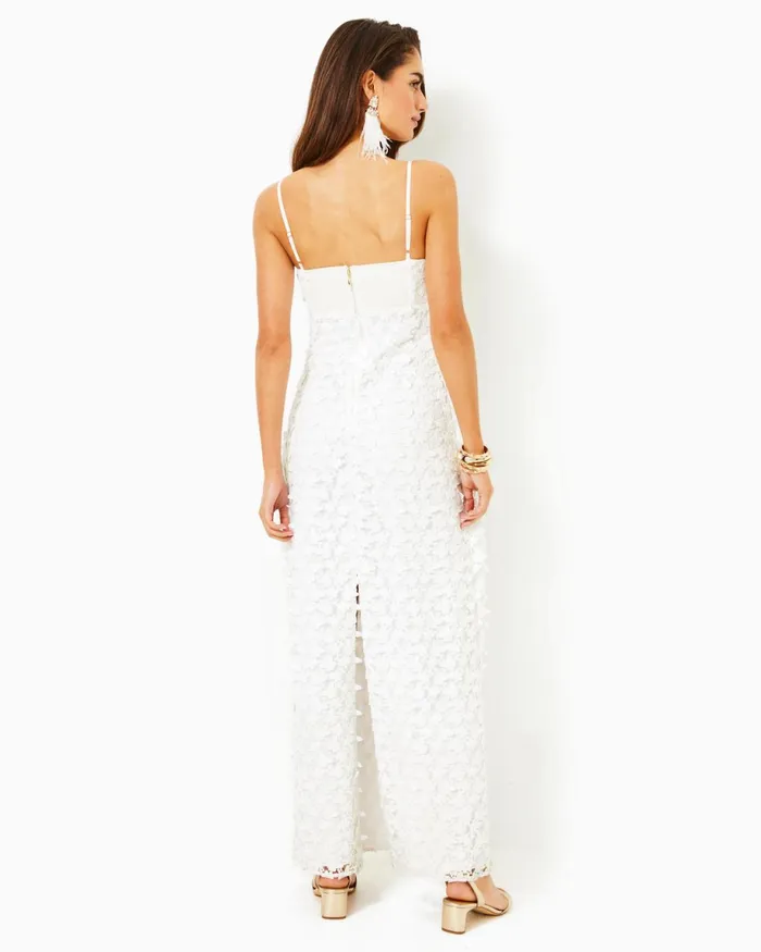 Lilly Pulitzer Gillian Lace Maxi Slip Dress Resort White Butterfly Garden 3d Lace Women Fitted Dresses