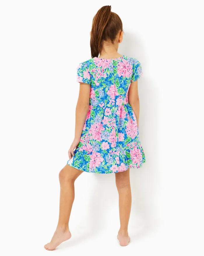 Lilly Pulitzer Girls Alexandra Cotton Dress Multi Spring In Your Step Girl Dresses and Rompers