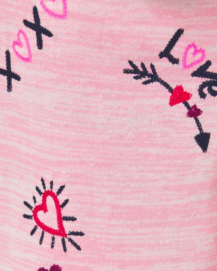 Lilly Pulitzer Girls Hani Cotton Sweater Dress Heathered Peony Pink Valentine Embroidery Childrens Girl Dresses and Rompers