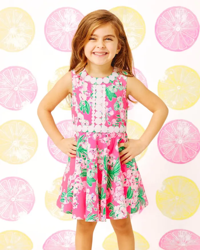 Lilly Pulitzer Girls Idala Cotton Dress Roxie Pink Worth A Look Girl Dresses and Rompers