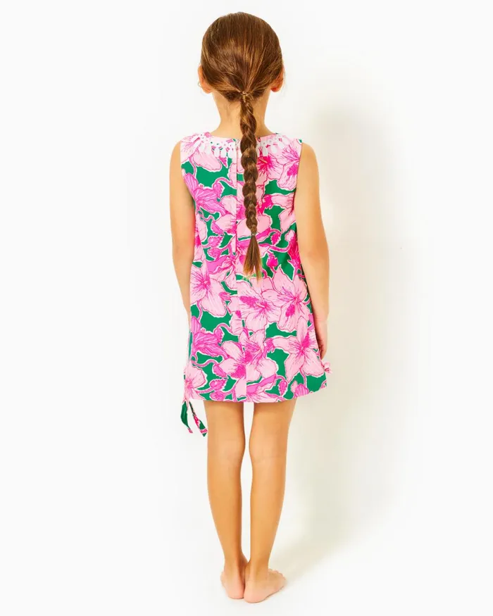 Lilly Pulitzer Girls Little Lilly Classic Shift Dress Kelly Green Hibis Kiss Girl Dresses and Rompers