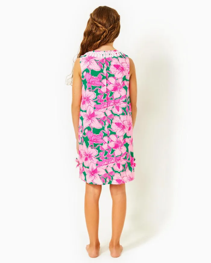 Lilly Pulitzer Girls Little Lilly Classic Shift Dress Kelly Green Hibis Kiss Girl Dresses and Rompers
