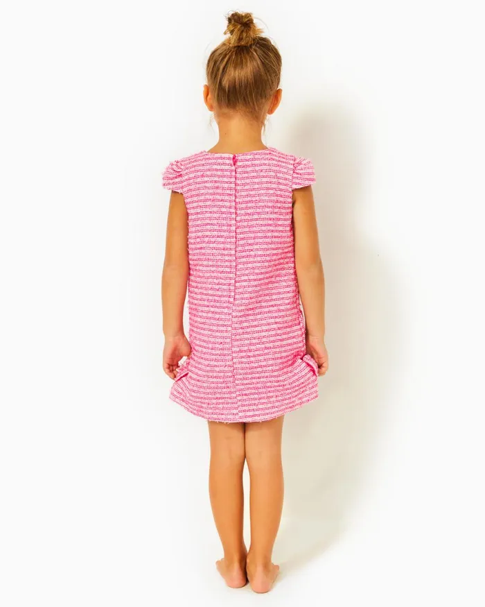 Lilly Pulitzer Girls Little Lilly Shift Dress Pink Palms Fantasy Tweed Girl Dresses and Rompers