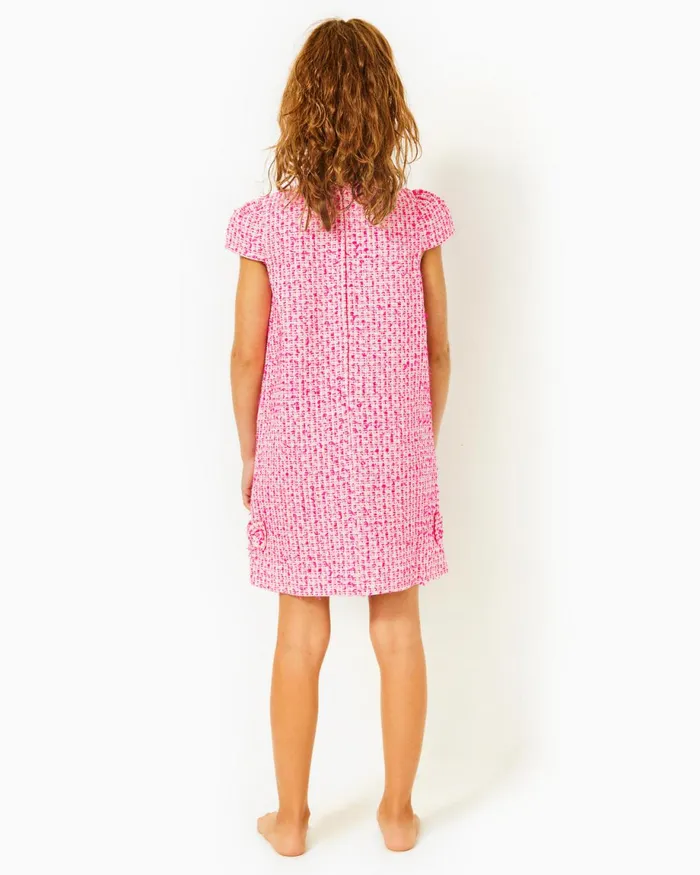 Lilly Pulitzer Girls Little Lilly Shift Dress Pink Palms Fantasy Tweed Girl Dresses and Rompers