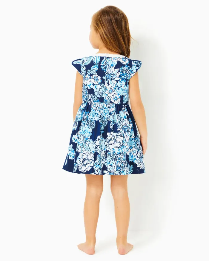 Lilly Pulitzer Girls Lousie Dress Low Tide Navy Bouquet All Day Girl Dresses and Rompers