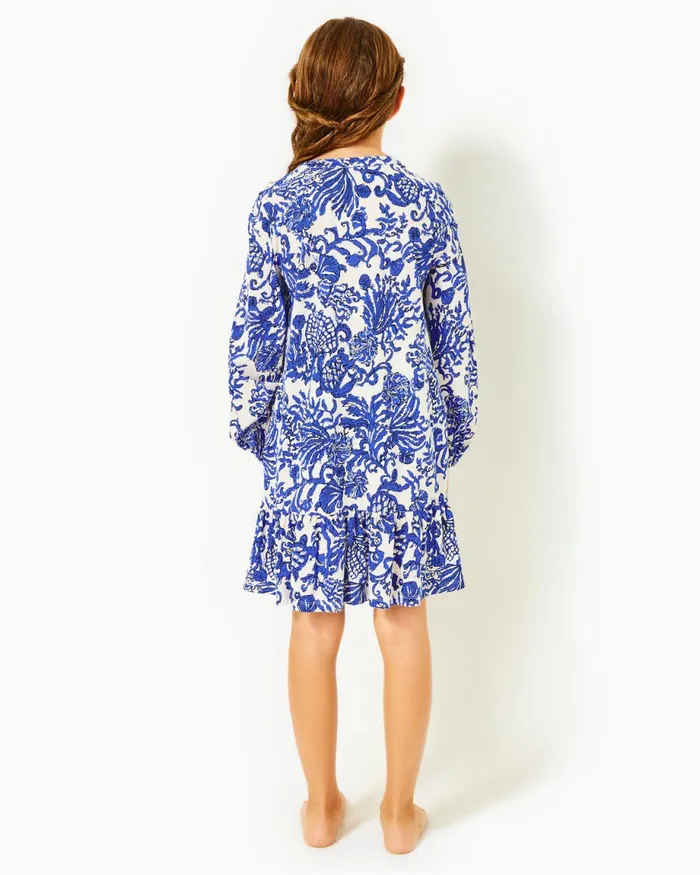 Lilly Pulitzer Girls Mini Alyssa Cotton Dress Deeper Coconut Ride With Me Girl Dresses and Rompers