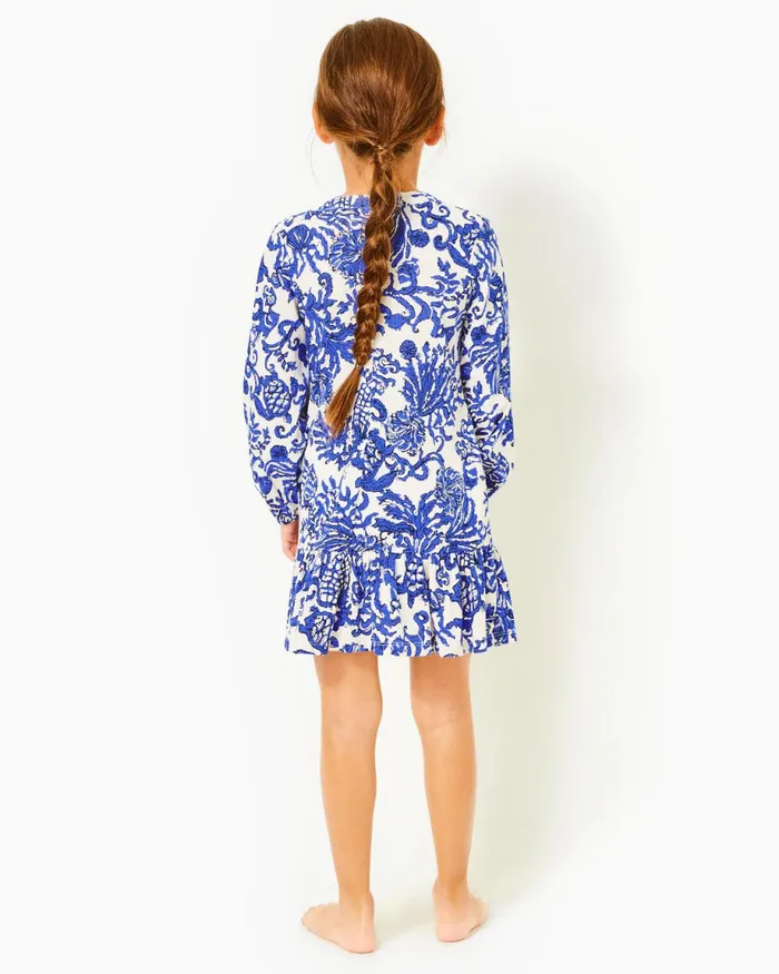 Lilly Pulitzer Girls Mini Alyssa Cotton Dress Deeper Coconut Ride With Me Girl Dresses and Rompers