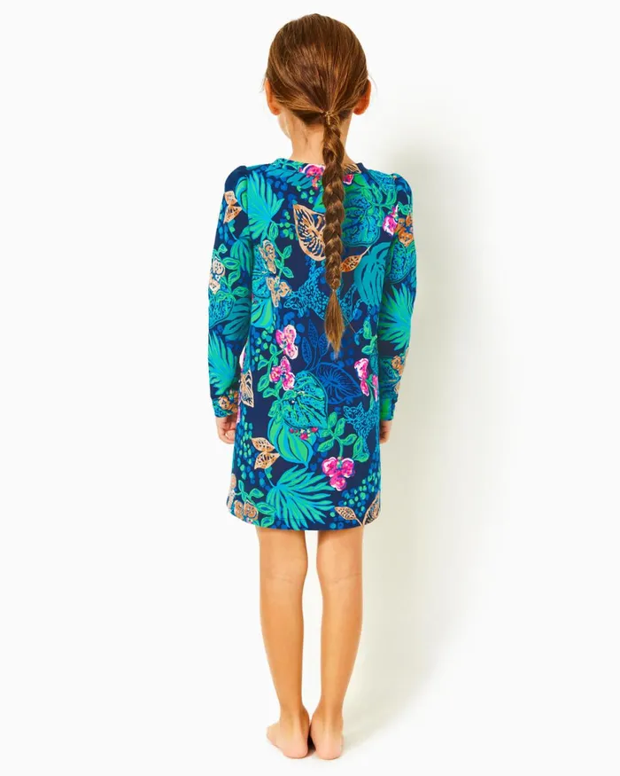 Lilly Pulitzer Girls Mini Jansen Dress Low Tide Navy Life Of The Party Girl Dresses and Rompers