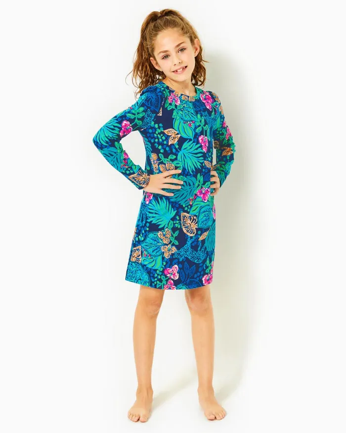 Lilly Pulitzer Girls Mini Jansen Dress Low Tide Navy Life Of The Party Girl Dresses and Rompers