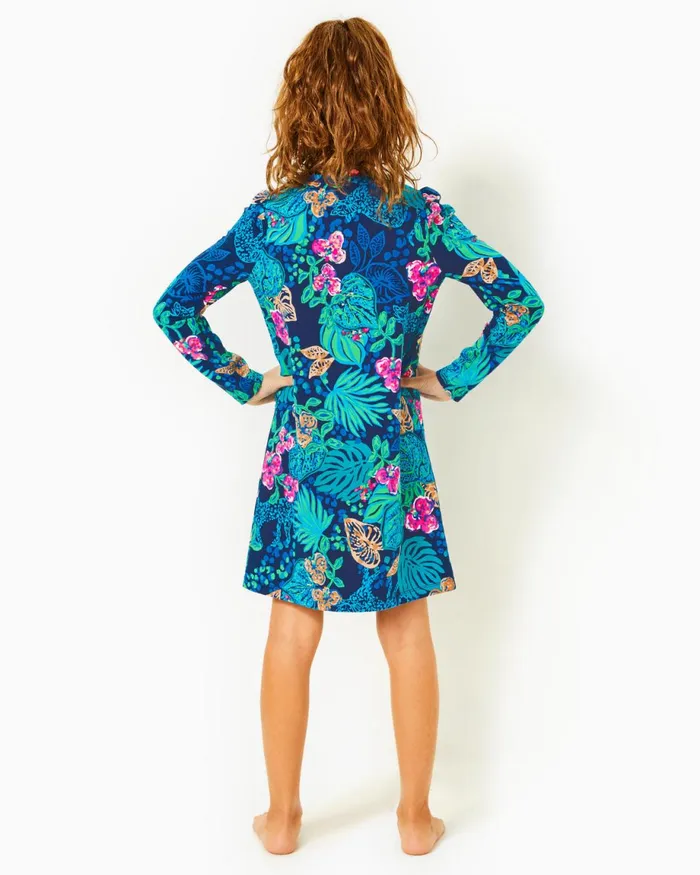 Lilly Pulitzer Girls Mini Jansen Dress Low Tide Navy Life Of The Party Girl Dresses and Rompers