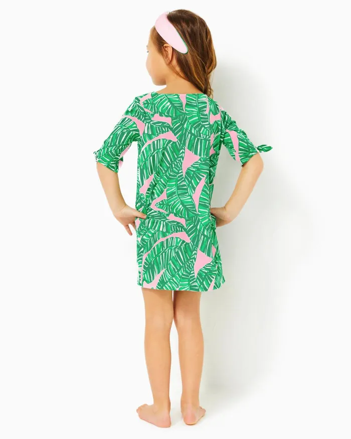 Lilly Pulitzer Girls Mini Lidia Dress Conch Shell Pink Lets Go Bananas Girl Dresses and Rompers