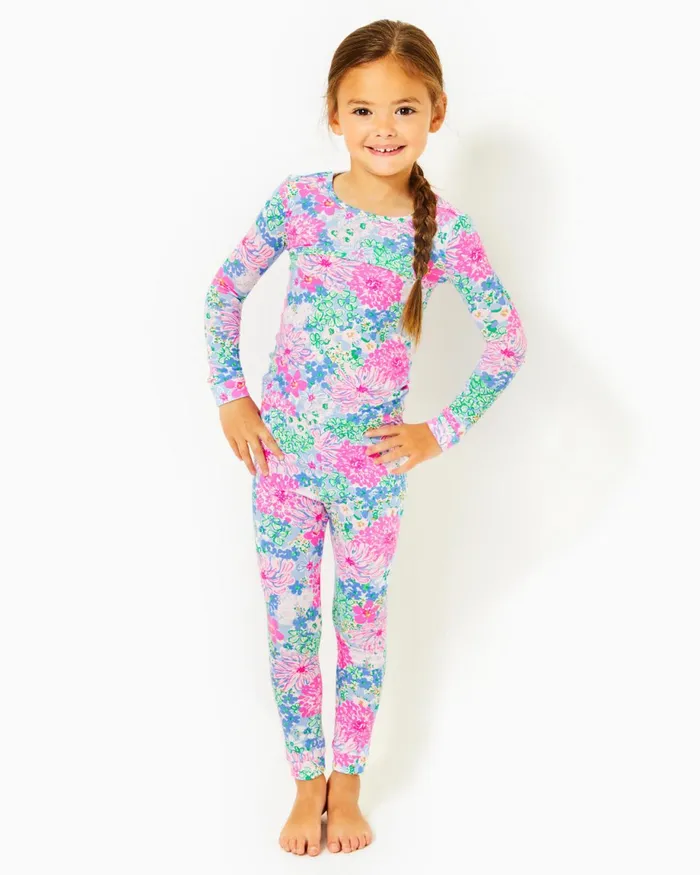 Lilly Pulitzer Girls Mini Sammy Pajama Set Multi Lil Soiree All Day Girl Pajamas