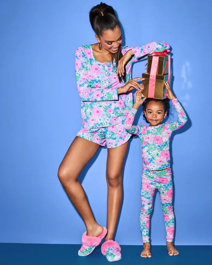 Lilly Pulitzer Girls Mini Sammy Pajama Set Multi Lil Soiree All Day Girl Pajamas