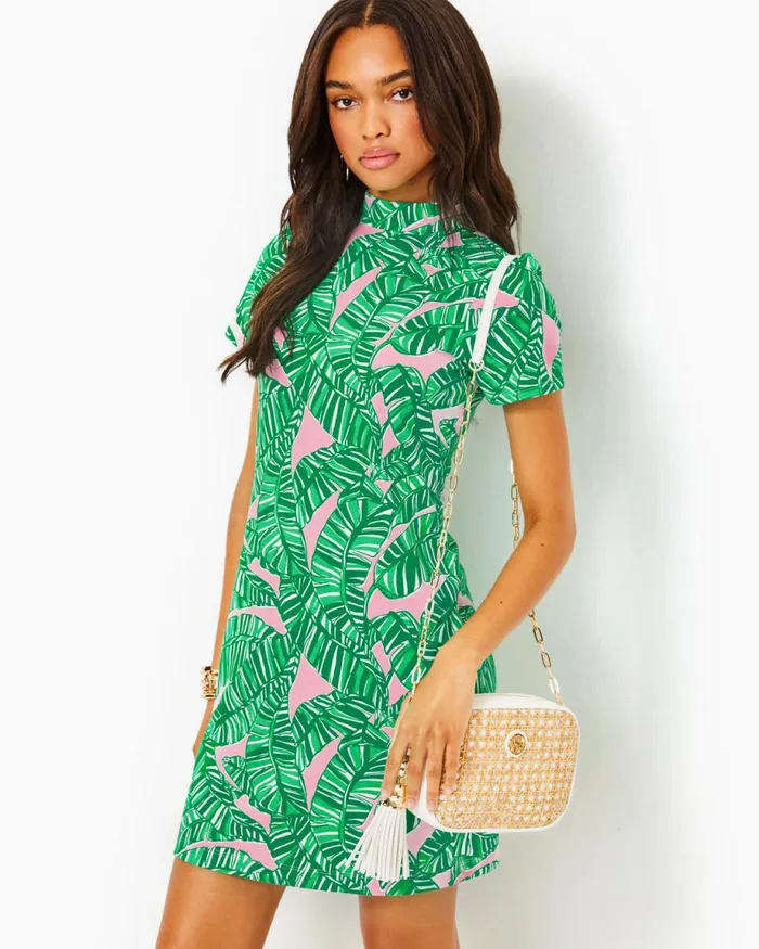 Lilly Pulitzer Hallie Short Sleeve Cotton Dress Conch Shell Pink Lets Go Bananas Women Fitted Dresses Lilly Pulitzer Hallie Short Sleeve Cotton Dress Conch Shell Pink Lets Go Bananas Women Fitted Dresses